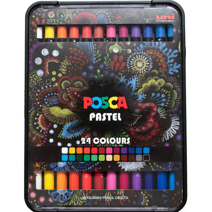 POSCA Crayon de cire PASTEL KPA100, tui de 24