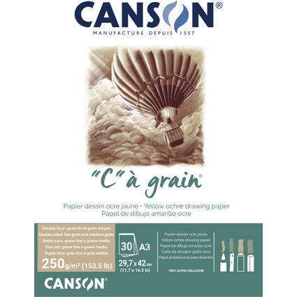 CANSON Bloc papier dessin "C"  grain Couleur, ocre chin