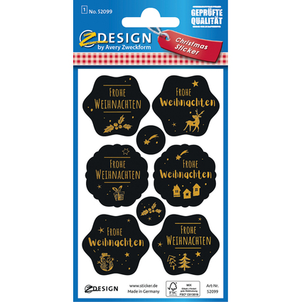 AVERY Zweckform ZDesign Weihnachts-Sticker Gru schwarz/gold