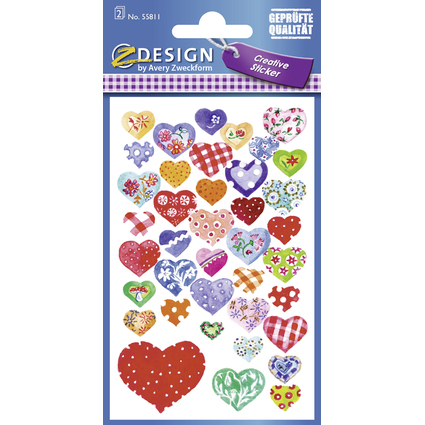 AVERY Zweckform ZDesign Sticker CREATIVE "coeurs", color