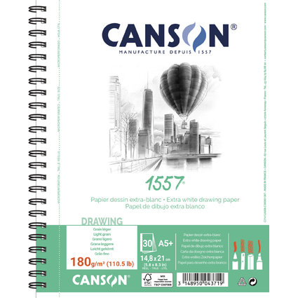 CANSON Album spiral papier dessin 1557, A5+, 180 g/m2