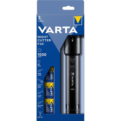 VARTA Torche LED "Night Cutter" F40, 6x piles AA fournies