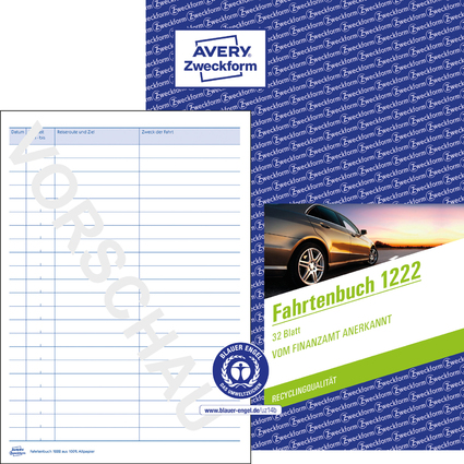 AVERY Zweckform Formularbuch "Fahrtenbuch", A5, 32 Blatt