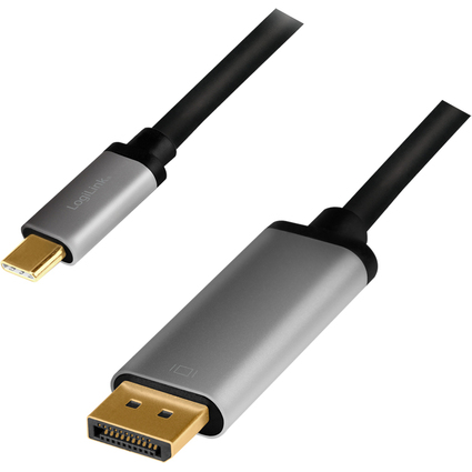 LogiLink Cble USB, fiche mle USB-C-mle DP, 1,8 m