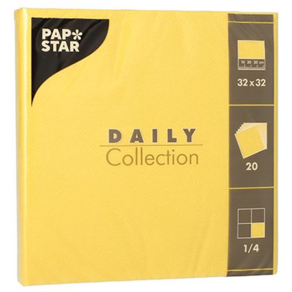 PAPSTAR Serviettes, 320 x 320 mm, 3 couches, jaune