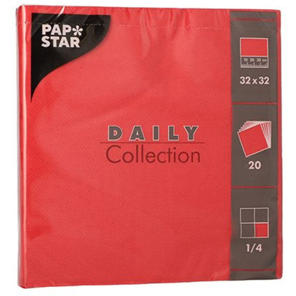 PAPSTAR Serviettes, 320 x 320 mm, 3 couches, rouge