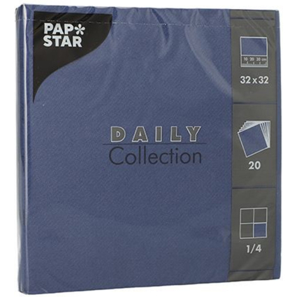 PAPSTAR Serviettes, 320 x 320 mm, 3 couches, bleu fonc