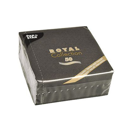 PAPSTAR Serviettes de cocktail "ROYAL Collection", noir
