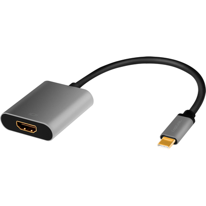 LogiLink Cble adaptateur USB-C - HDMI, 0,15 m, noir/gris