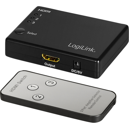 LogiLink Commutateur Full HD Small HDMI, 3 ports, noir