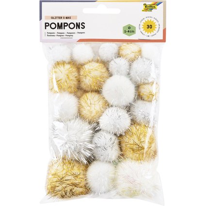 folia Pompons GLITTER X-MAS, diffrentes tailles