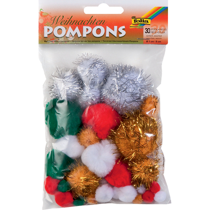 folia Pompons, 30 pices, couleurs de Noel