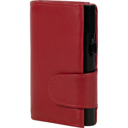 CLICKSAFE Porte-monnaie avec porte-cartes, cuir Nappa, rouge