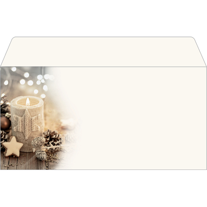 papier Enveloppe  motif de Nol "Beige Christmas Candle"