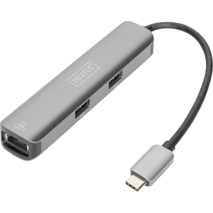 DIGITUS Station d'accueil USB-C, 5 ports, aluminium, gris