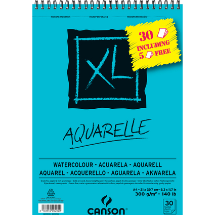 CANSON Bloc  croquis et tudes XL Aquarelle Promo, A4