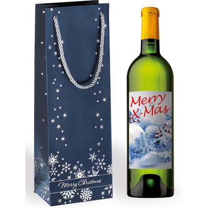 sigel Sac cadeau de Nol pour bouteille "Silver Snowflakes"