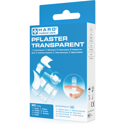 HARO Pansement transparent, hydrophobe, pack de 20