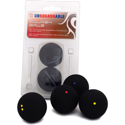 UNSQUASHABLE Balle de squash, moyen, blister de 2, noir