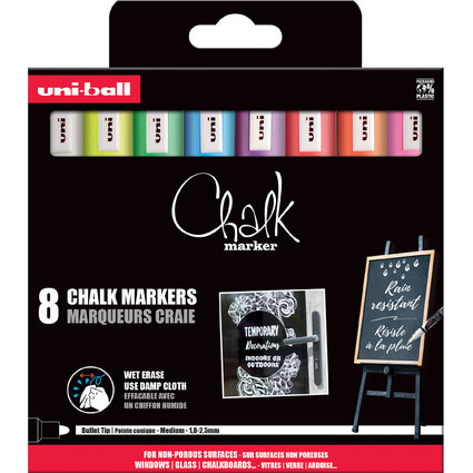 uni-ball Marqueur craie Chalk marker PWE5M/8 PF, tui de 8