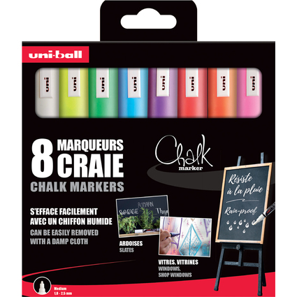 uni-ball Marqueur craie Chalk marker PWE5M/8 PF, tui de 8