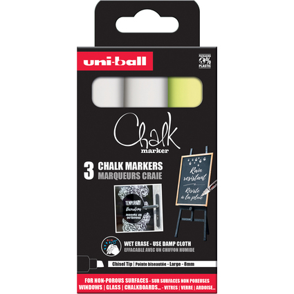 uni-ball Marqueur craie Chalk marker PWE8K/3 PF, tui de 3