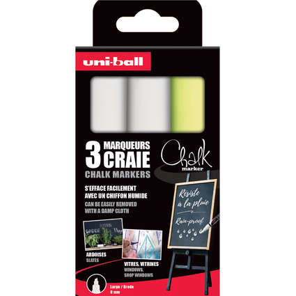 uni-ball Marqueur craie Chalk marker PWE8K/3 PF, tui de 3
