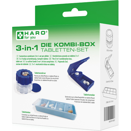 HARO 3-in-1 Kombi-Box Tabletten Set, 3-teilig, blau