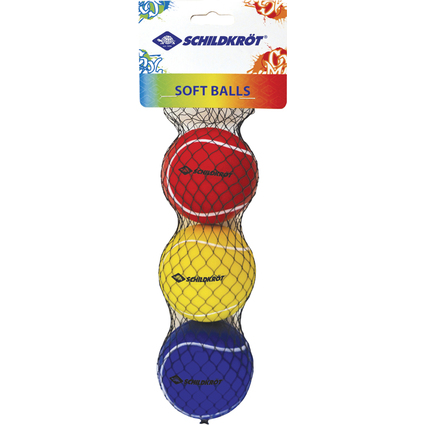 SCHILDKRT Balle souple, 70 mm, set de 3, couleurs assorties