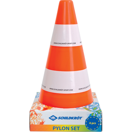 SCHILDKRT Cnes de signalisation, set de 4, orange / blanc