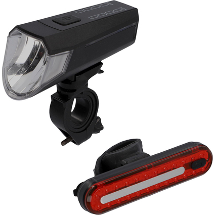 FISCHER Set d'clairage de vlo  LED rechargeable, 80 lux