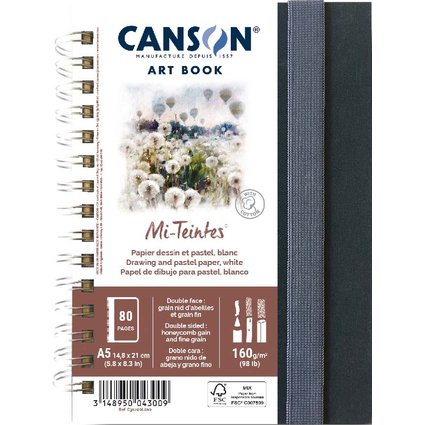 CANSON Carnet de croquis ART BOOK Mi-Teintes, A5, blanc