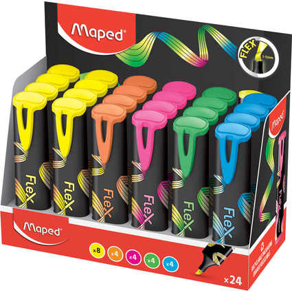 Maped Surligneur FLEX, pointe flexible, prsentoir de 24