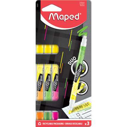 Maped Surligneur FLUO'PEPS PEN DUO, blister de 3