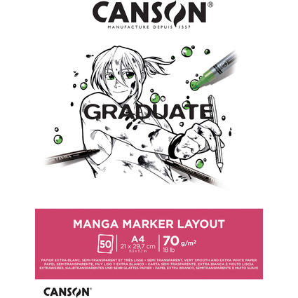 CANSON Bloc de dessin GRADUATE Manga Marker Layout, A4