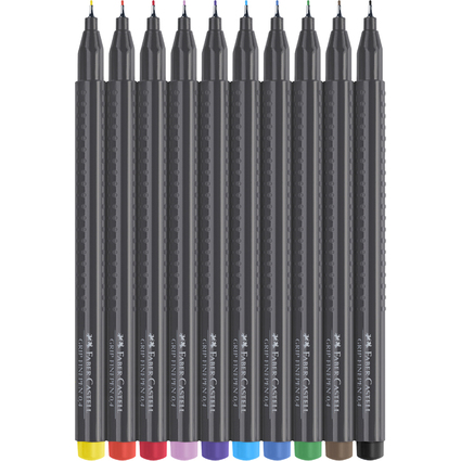 FABER-CASTELL Feutre pointe fine GRIP FINEPEN, tui de 10