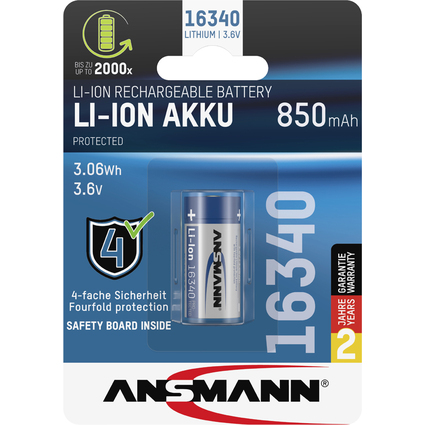 ANSMANN Pile rechargeable Li-Ion 16340, 3,6 V, 850 mAh