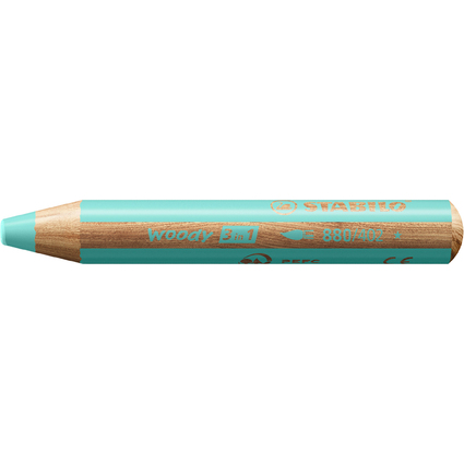 STABILO Crayon multi-talents woody 3en1, rond, bleu pastel