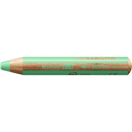 STABILO Crayon multi-talents woody 3en1, rond, vert pastel
