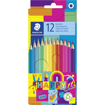 STAEDTLER Crayon de couleur HAPPY, tui en carton de 12