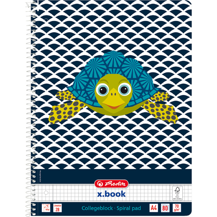 herlitz Cahier spiral "Cute Animals Turtle", A4, quadrill