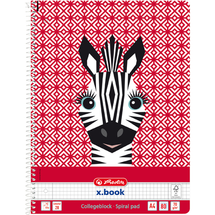 herlitz Cahier spiral "Cute Animals Zebra", A4, quadrill