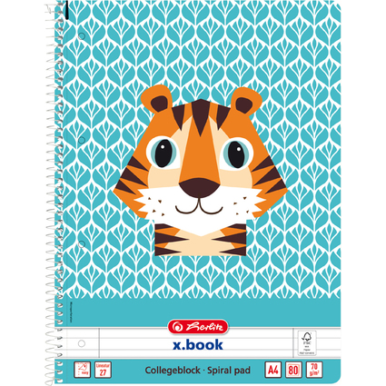 herlitz Cahier spiral "Cute Animals Tiger", A4, lign