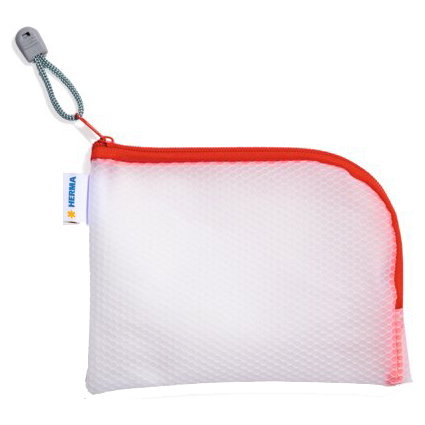 HERMA Pochette  fermeture  zip "Mesh Bags", A6, rouge