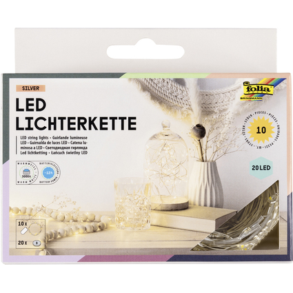 folia Guirlande lumineuse LED, fonctionne  pile, 20 LED