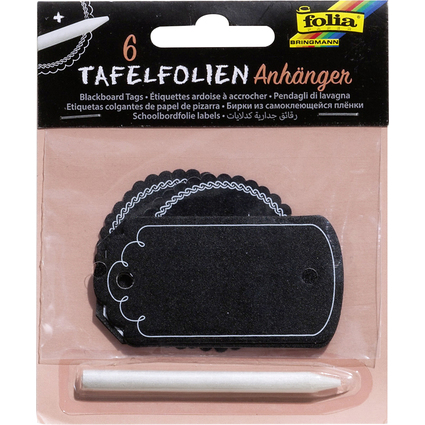 folia Etiquette ardoise  accrocher, stylo inclus, noir