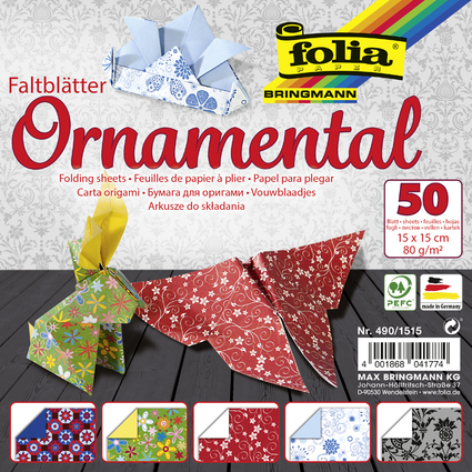 folia Papier  plier "Ornamental", 150 x 150 mm, 50 feuilles