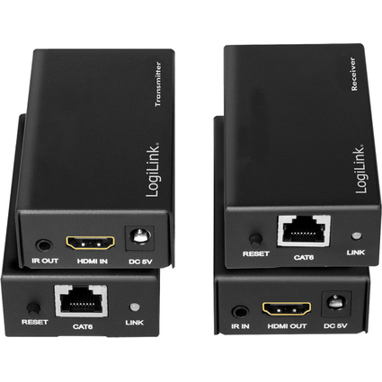 LogiLink Kit d'extension HDMI via LAN, POC/IR, 60 m, noir