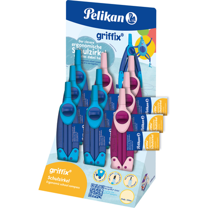 Pelikan Compas scolaire griffix Bleu/Sweet Berry, prsentoir