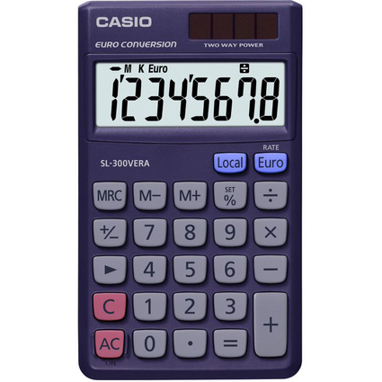 CASIO Calculatrice de poche SL-300 VERA, solaire /  pile